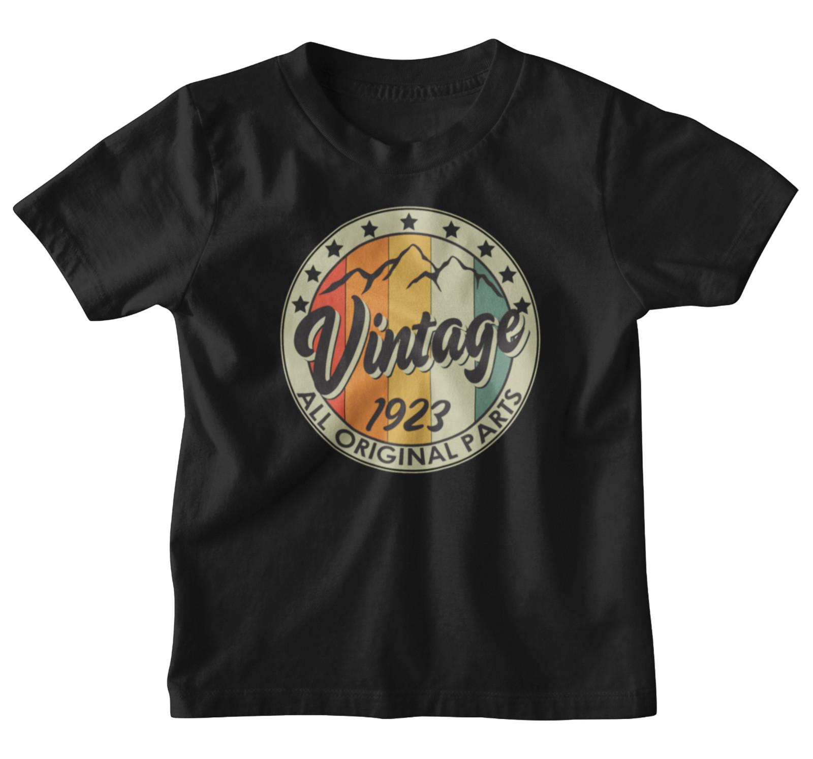 Printed 100th Birthday T-Shirt Mens Womens Tees Top Vintage Mountain 1923 2023 Men s 100 Years Gift S