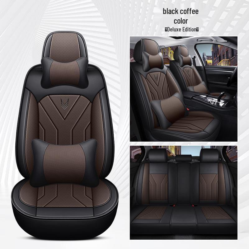 Universal Nappa Leather Car Seat Cushion and Cover - All-Season Full Surround Design