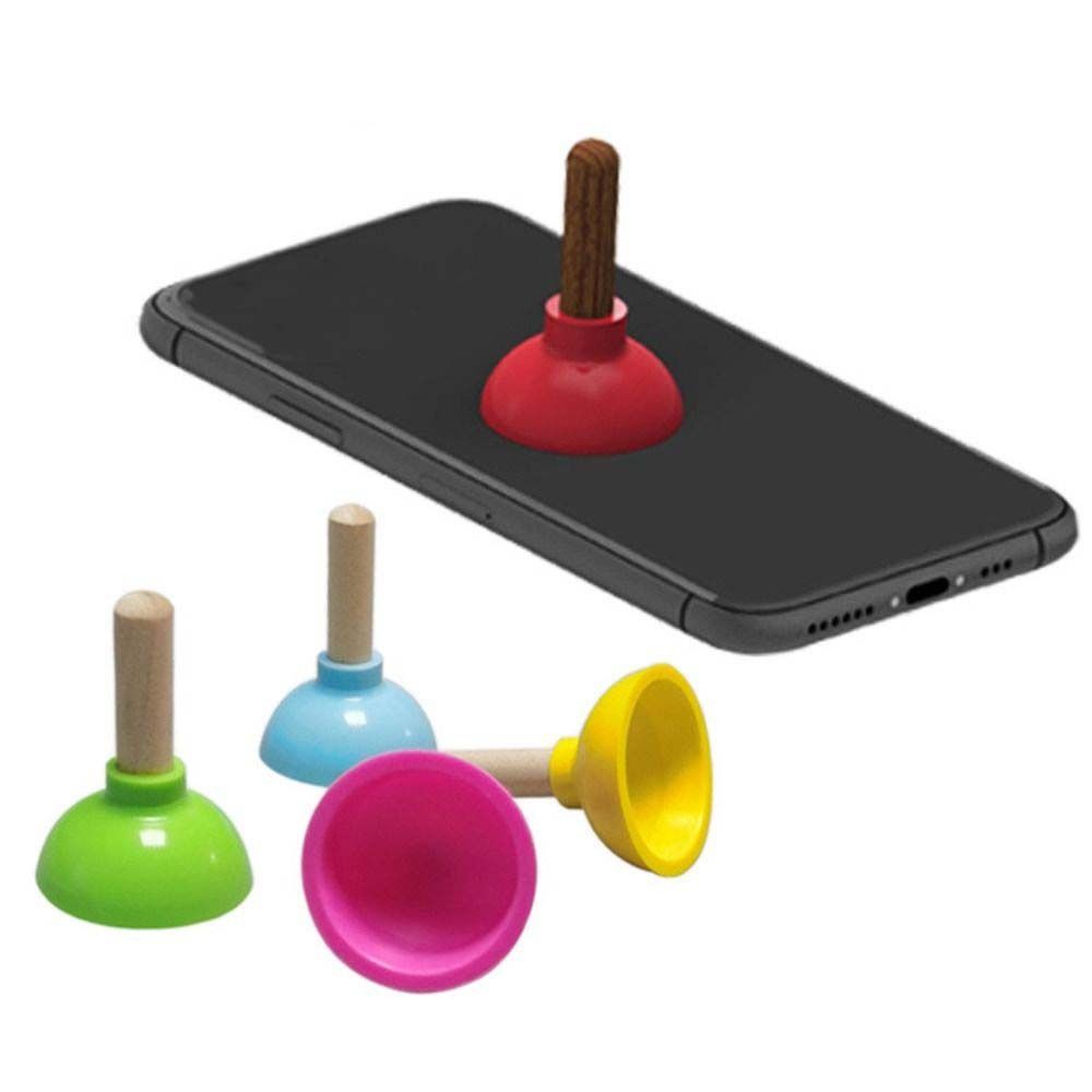 Mini Tiny Plunger Magic Close-Up Toilet Sucker Stand Toilet Shape Phone Holder  For Card
