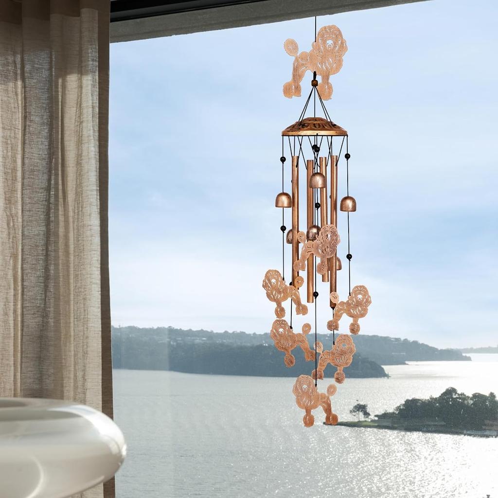 Poodle Wind Chimes for Outside,Poodle Gifts for Women Men,Metal Decor