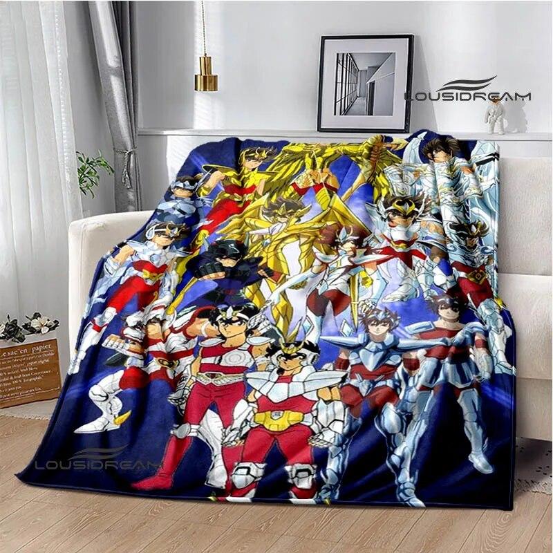 Knights of the Zodiac Cartoon Printed Blanket Flannel Warm Blanket Soft and Comfortable Blanket Bed Linings Birthday Gift
