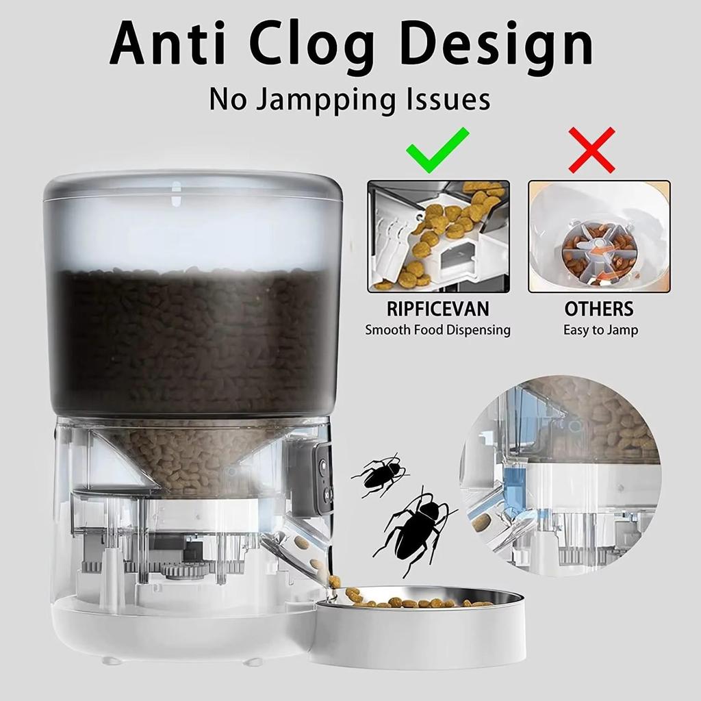 Smart 4L Remote-Controlled Automatic Pet Feeder with App, Timed Feeding & Graffiti Design for Cats and Dogs