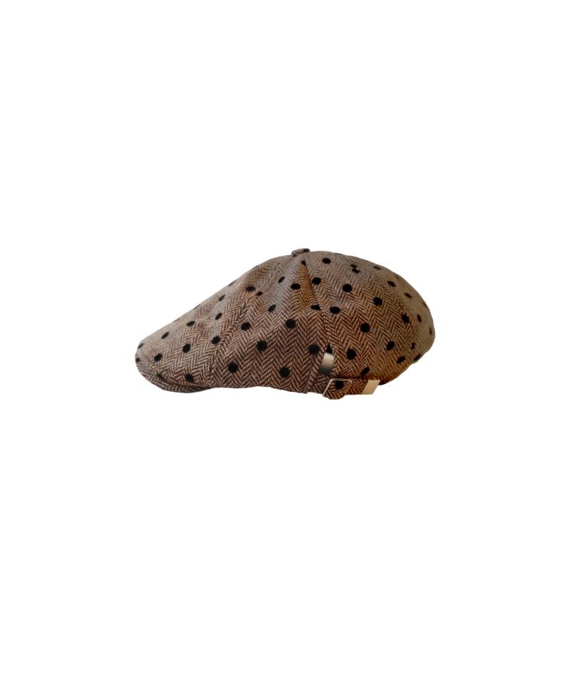 KOOKEESEE Wool Dot Herringbone Hunting Cap (Brown)