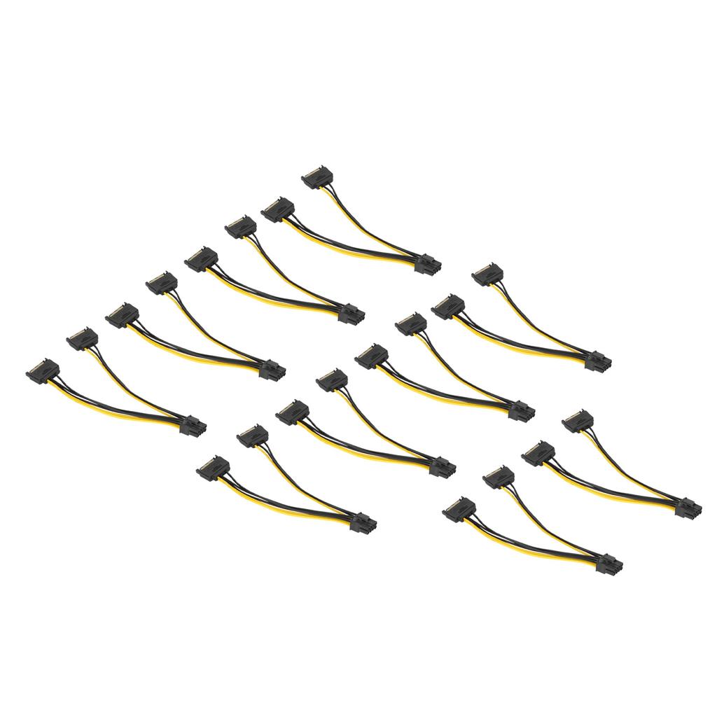 10pcs Sata Cable Dual 15pin To Graphics Card 6+2pin Graphics Card 8pin Power Extension Cable for Laptop Desktop