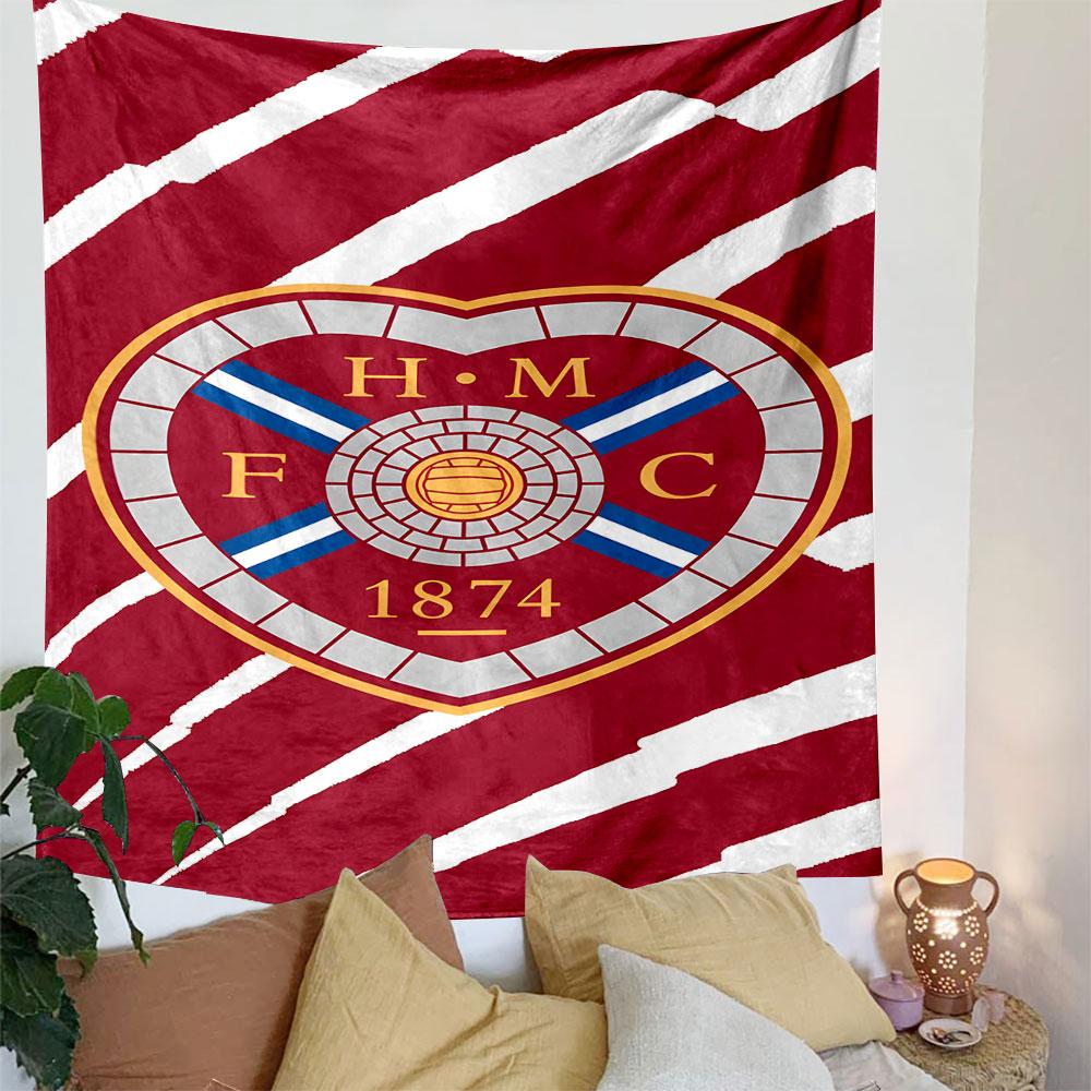 Heart-Shaped Crest with H.M.F.C. Logo Patterned Tapestry Decorative Wall Hanging, Home Bedroom Living Room Decor