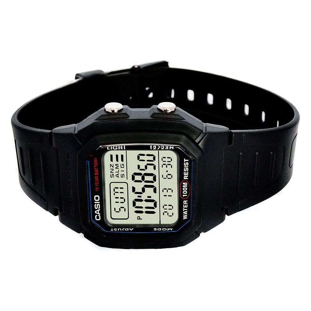Casio W800H-1A Standard Digital Watch Black Resin Band Water Resistant 100m