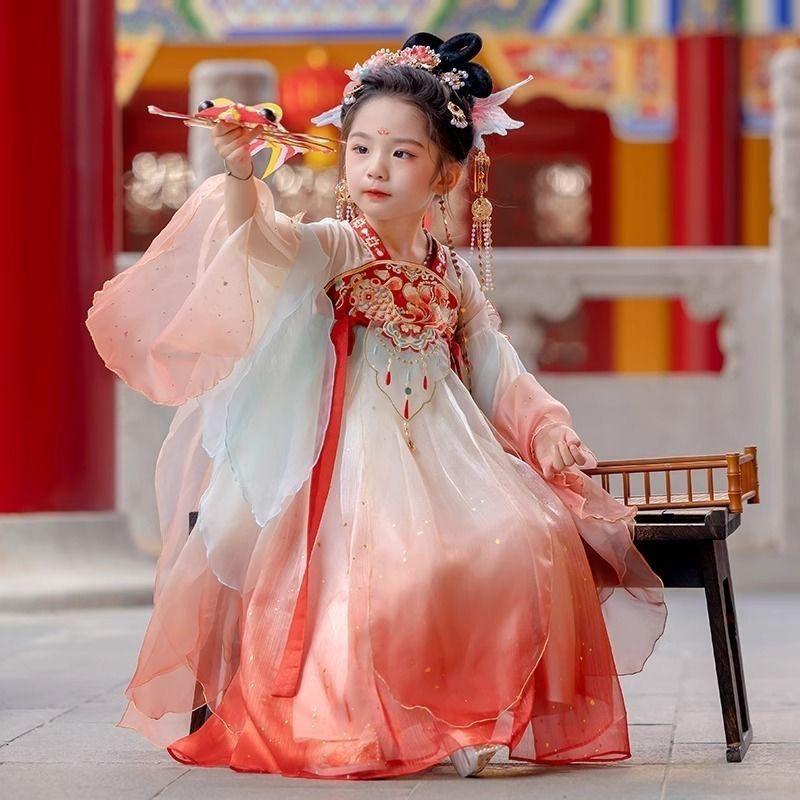 Jesień 2025 Hanfu dla dziewczynek: Suknia księżniczki high-end w stylu starożytnym