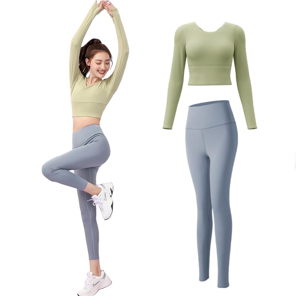 Siomlana Yoga and Sportswear Set with Long and Includes a Bra and Leggings for a Beautiful Perfect for the and Yoga Women's Set, 7-Piece Sleeves,