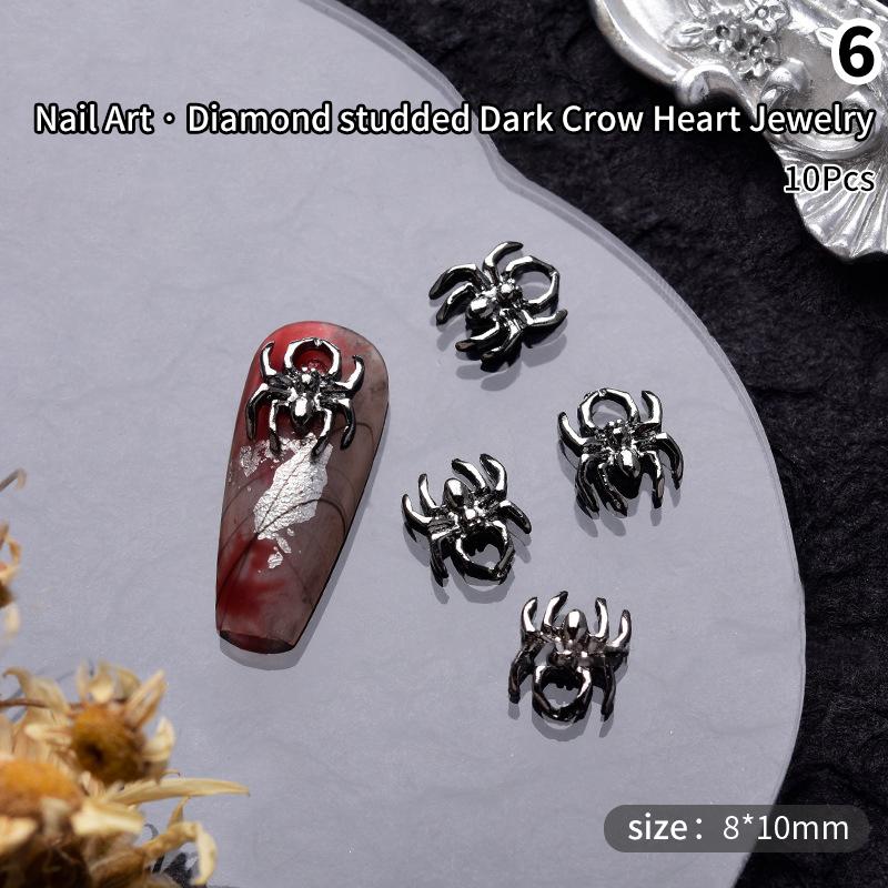 10 Stücke Halloween Element Nagel Diamant Menschlicher Schädel Spinne Form Diy Charms Dekoration Persönlichkeit Stereoskopischen