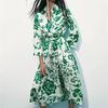 2022 Summer European & American Women's Long Shirt Dress with Belt and Print