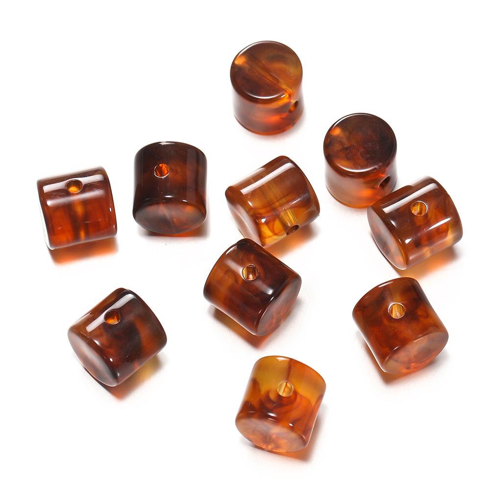 

10pcs 11.5x12mm Cylindrical Beads Acrylic Imitation Stone Loose Spacer Bead for DIY Bracelet Necklace Jewelry Making Supplies коричневый