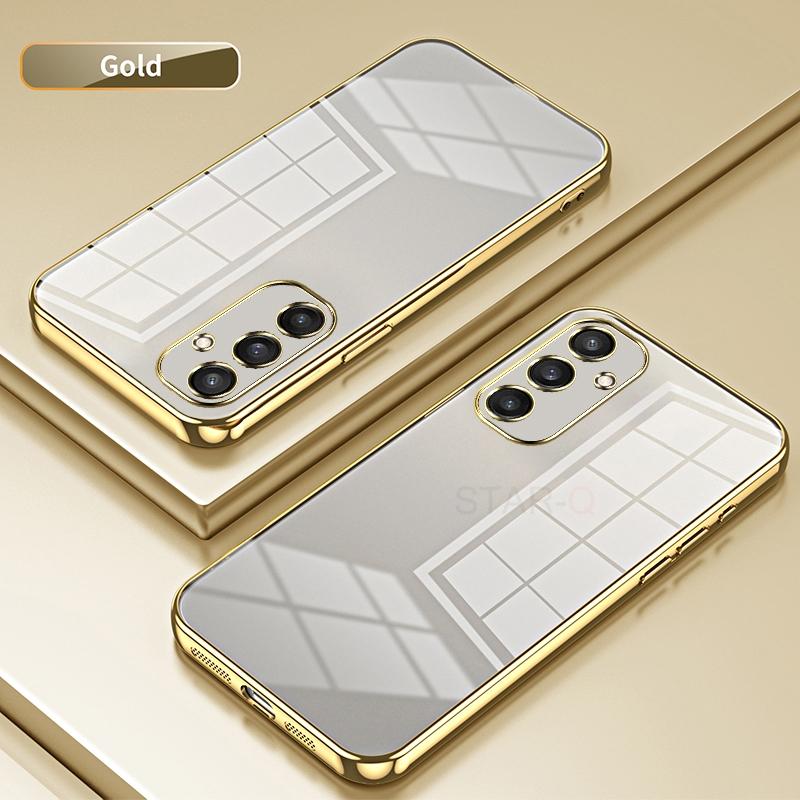 A 55 35 25 15 05 Plating Transparent Case For Samsung Galaxy A55 A35 A25 A15 A05S A24 A54 A34 4G 5G Silicone Back Cover