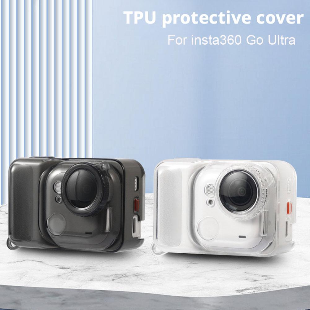 Transparent Protective Case Set For Insta360 GO Ultra Silicone Shockproof & Anti-Slip Protector Cover With Lens Cover
