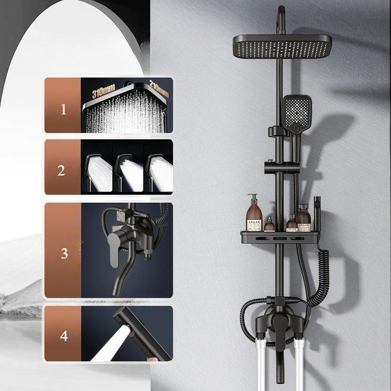 Supercharged Bathroom Bath Shower Mixer Faucet Set Shower Accessories Household Copper Nozzle Set Universal Shower Head System