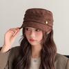 British Hat Women's Suede Pleated Equestrian Hat Versatile Flat Hat Autumn and Winter Versatile Literary Painter Hat