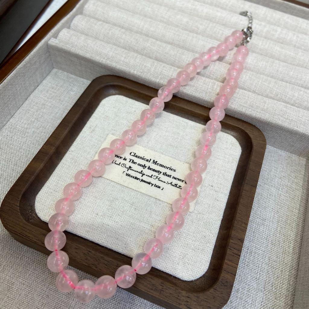 Natural Crystal Beaded Necklace 8Mm Women'S Fashion Versatile Stacked Belt Niche Design Neck Chain Collarbone Chain Jewelry