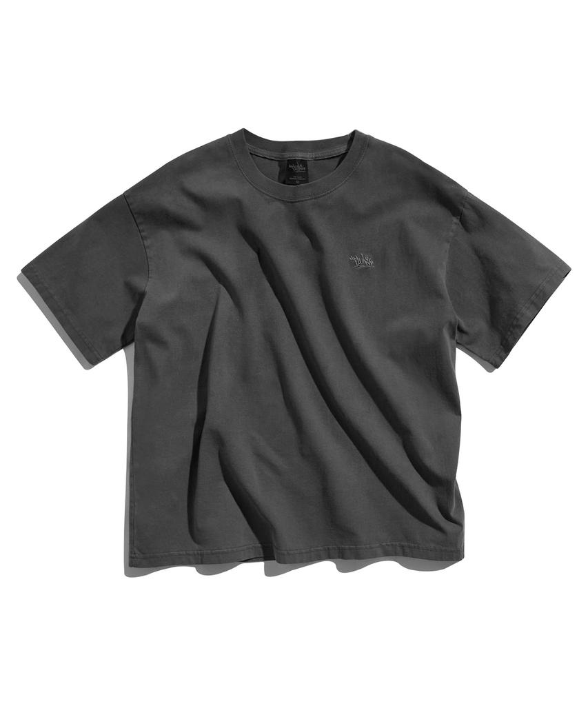 Peullukeu Crop Slam Logo Pigment Short Sleeve T-Shirt Dark Grey Fst752C