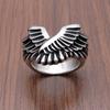 Punk 316L Stainless Steel Gothic Angel Wings Ring Silver Hip Hop Jewelry For Men Boyfriend Gift Fashion Accessory