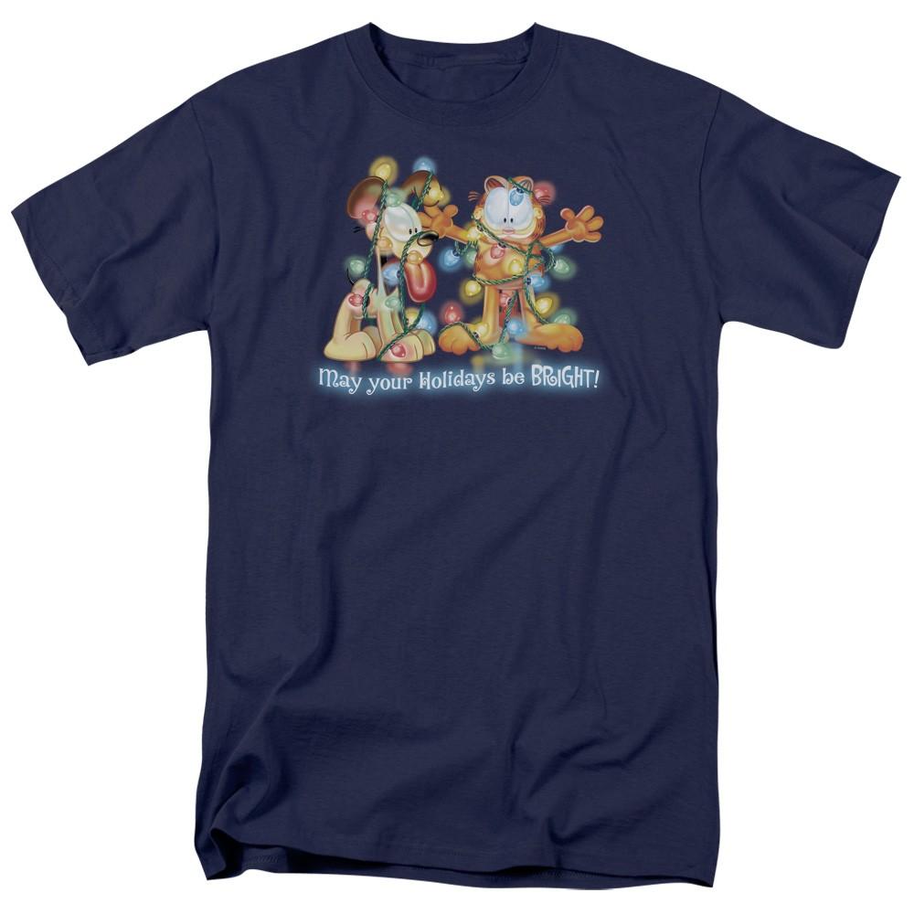 Garfield - Bright Holidays - Adult Unisex Short Sleeve T-Shirt - Blue S