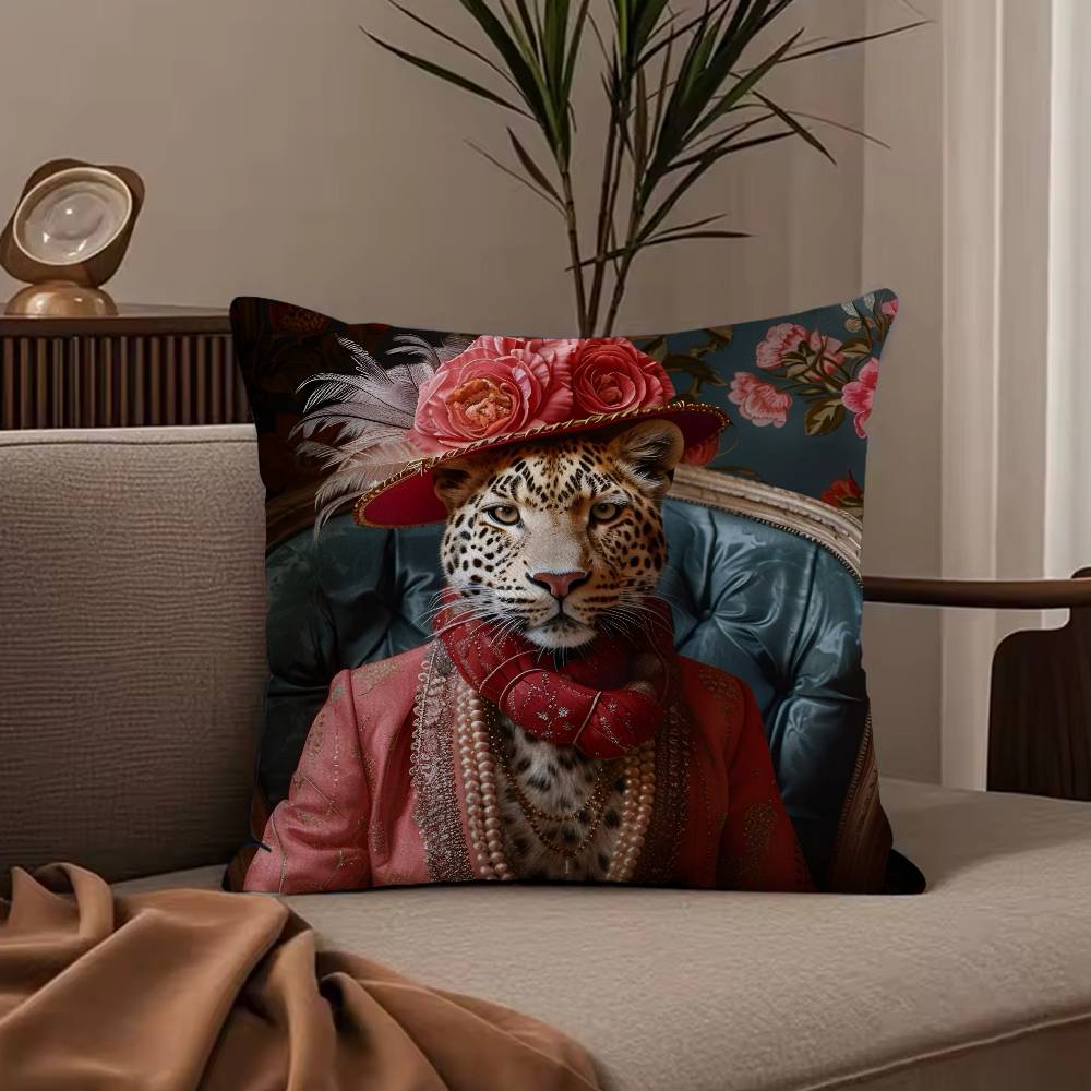European Fashion Leopard Pillow Case Anti-dustmite Pillowcase Invisible zipper silky short plush Sofa cushion cover