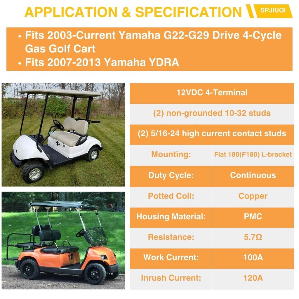 12VDC 4-Terminal Continuous Solenoid Relay Switch for Yamaha G22-G29 Gas Golf Cart YDRA JW1-H1950-00-00 JF2-H1950-00 JR3-H1950-00-00 Trombetta