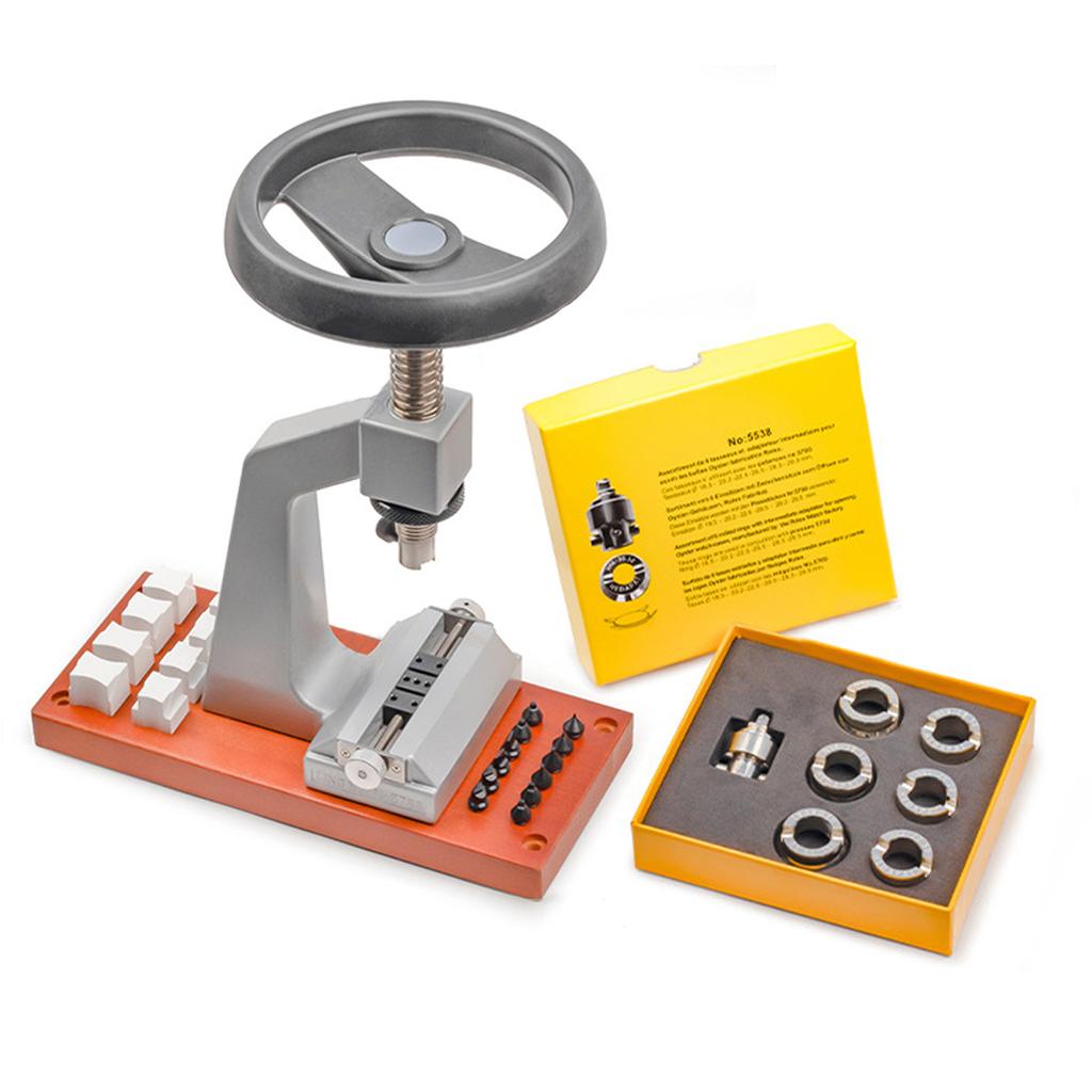 5700 Bench Watch Case Opener Wristwatch Tool Back Opener with 6 Dies for Watchmaker Watch Repair Tool