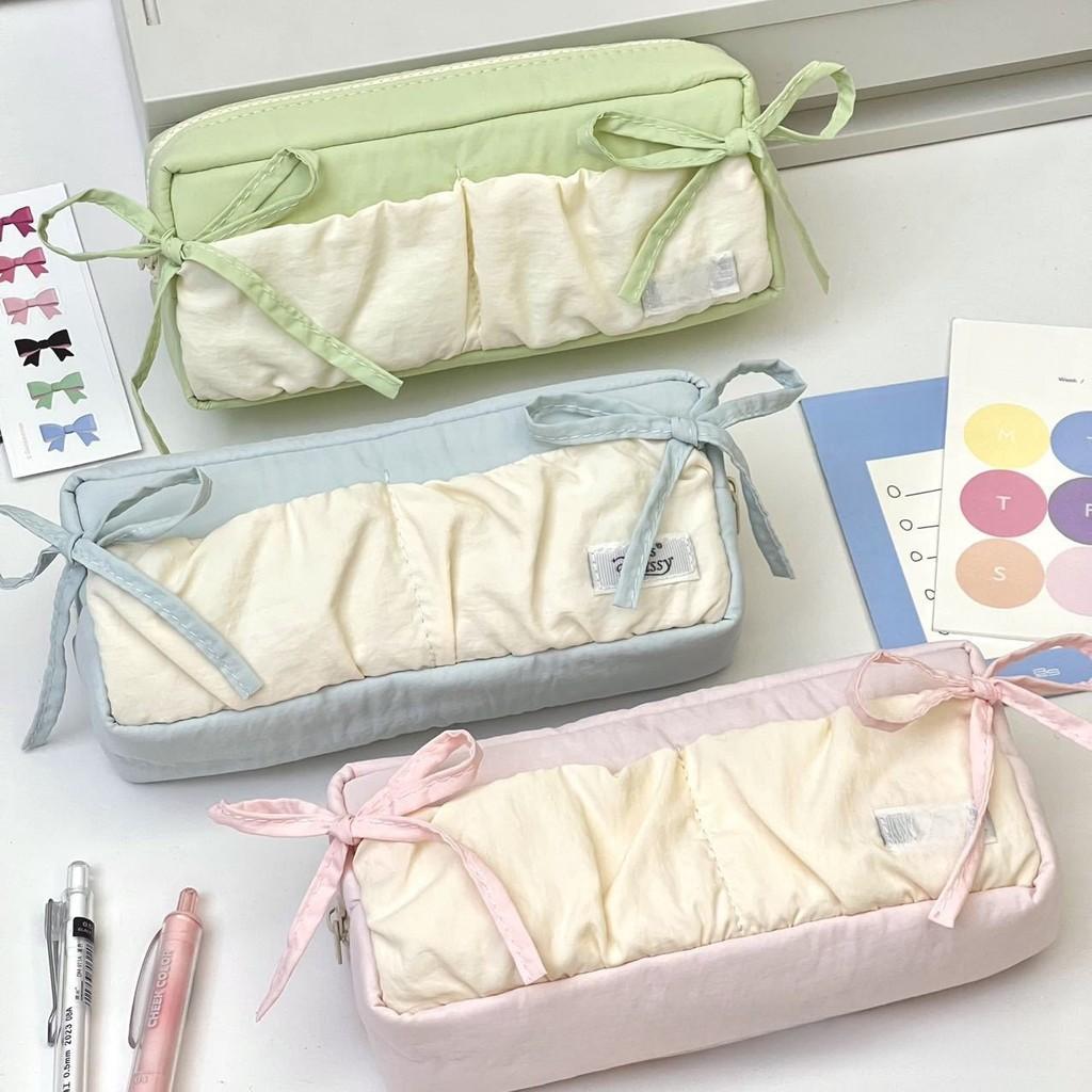 Style Cloud Toast Pen Bag With Nylon Fabric And Butterfly Ribbon Design For Girls