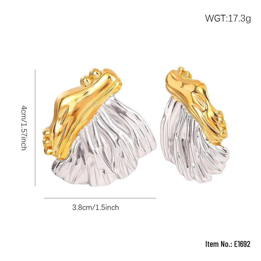 Retro Zweifarbige Edelstahl-Ohrringe: Europäisches und amerikanisches Nischendesign