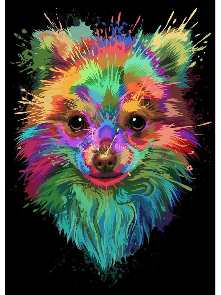 Abstract Watercolor French Bulldog Pug Posters Prints Canvas Painting Coloful Animal Dog Wall Art Picture Living Room Cuadros