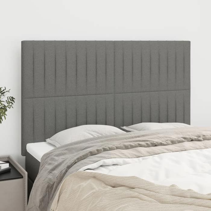 Maison Exclusive - Tête de lit Gris foncé 144 x 5 x 118/128 cm Tissu