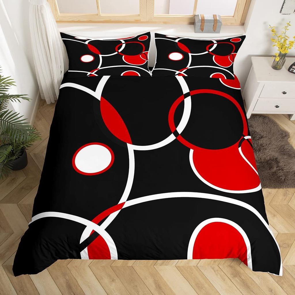 Modern Geometric Lines Three-Piece Quilt Cover Digital Printing Bedding Set Bed Cover