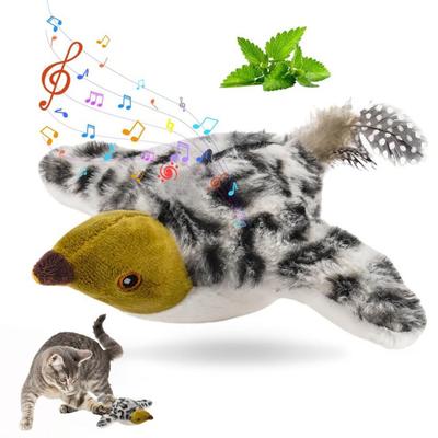 Chirping Bird Cat Toy Rechargeable Plush Bird Flapping Wings Interactive Electric Flying Bird Toy for Cats Chasing Natural Hunting Instinct