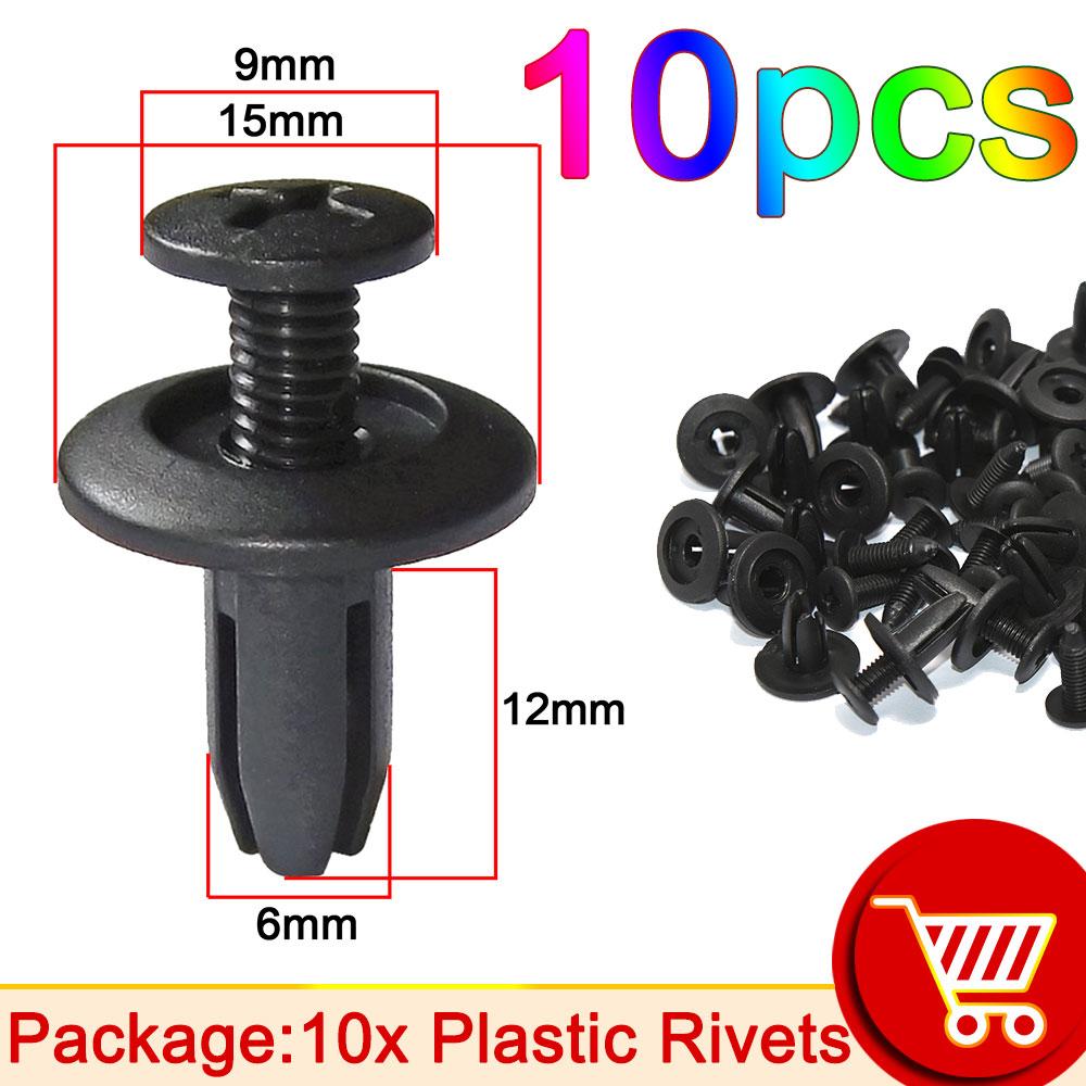 

AD 50pcs 10pcs 6mm Plastic Rivets Fasteners Screw Car Bumper Fender Black Rivet Car Fastener Clips for Toyota for Yamaha