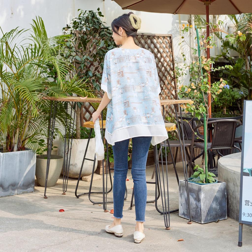 DIMANAF 2024 Sommer Übergröße Damen Vinatge Design Blumendruck Elegante Oberteile Lockere Hosen Weiblich Sommer Gelb