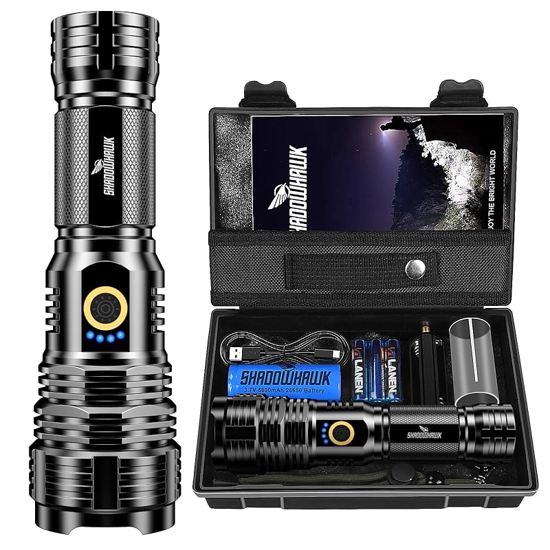 

flashlight led powerful military strongest Shadowhawk super bright 30000 lumens flash light rechargeable handy light XHP70.2 super strong light