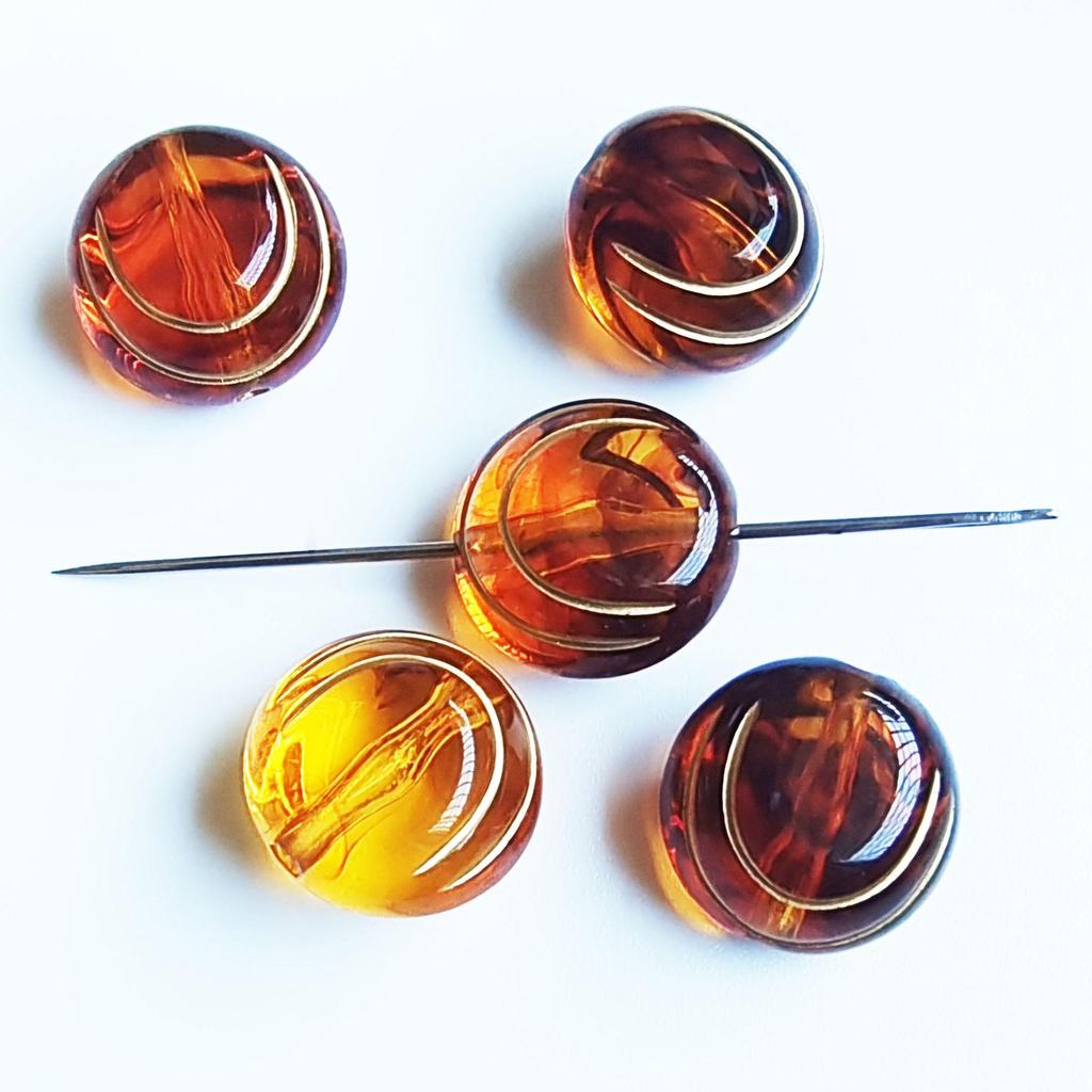 Retro Amber Gold-Inlaid Rose Mirror Heart Beading Supplies