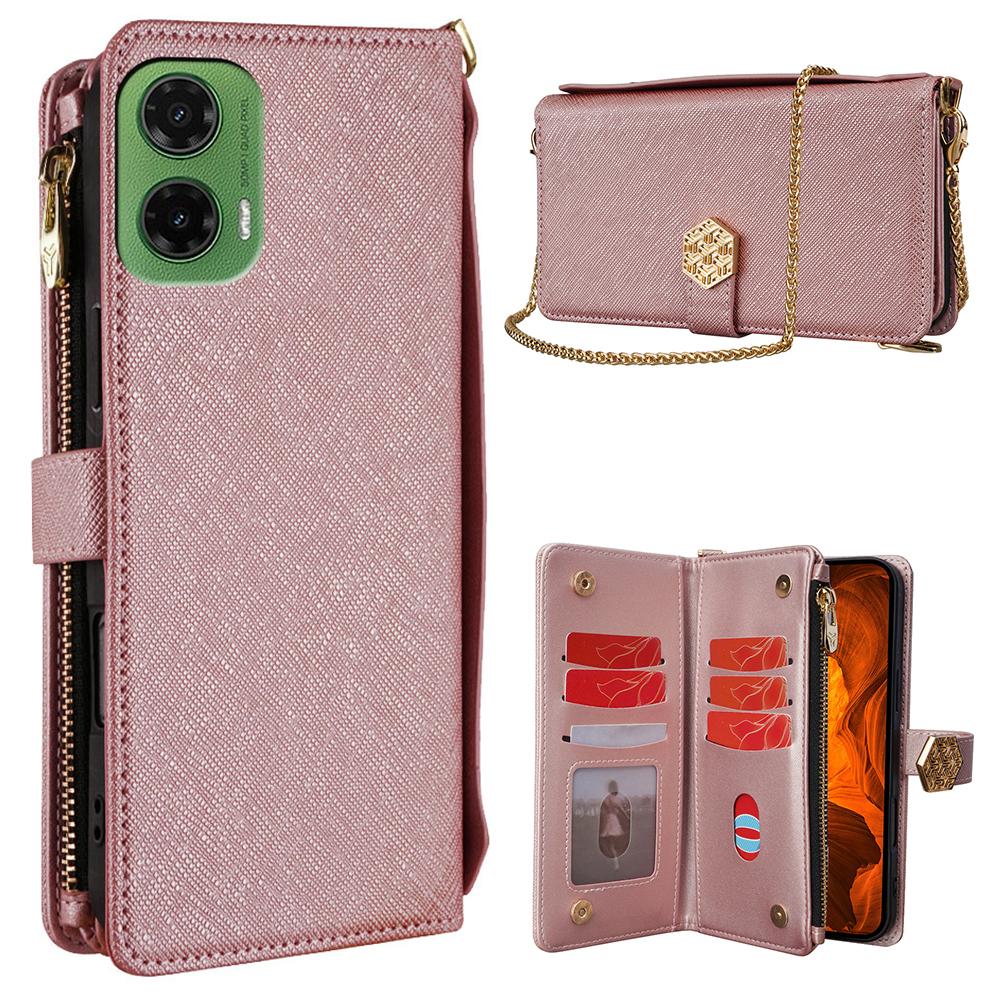 

For Motorola Moto G35 5G Case Cross Texture PU Leather+TPU Wallet Phone Cover with Strap A