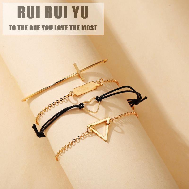

RUI RUI YU 4 шт./компл. женский браслет в форме сердца с геометрическим рисунком в стиле ретро, ​​простой браслет из сплава