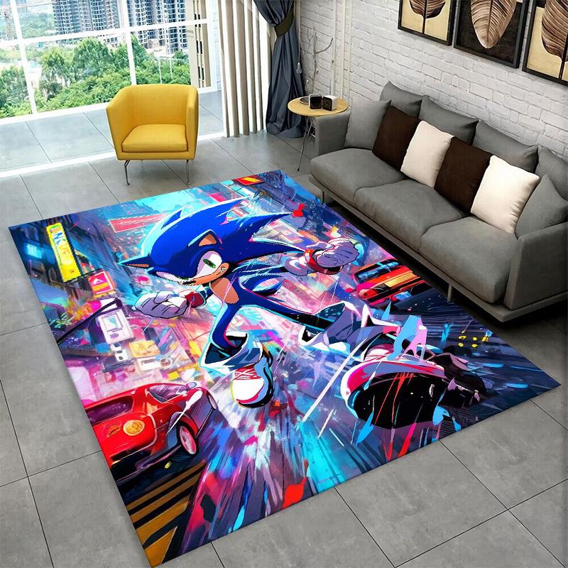 Classic Game S-Sonic Cartoon Non-Slip Area Rug for Living Room,Bedroom,Playroom,Soft Carpet Floor Mat Home Decor Rug Kids Room