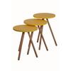 Colorful Triple Nesting Coffee Table Wooden Legs Round Pastel Design Cream