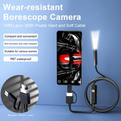 Endoskopkamera mit 6 LED-Leuchten, IP67 wasserdichtes Inspektionsendoskop mit flexibler Schlangenkabelkamera für Android für iOS