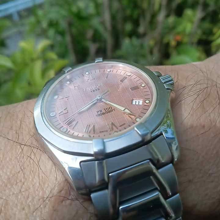 Used [In good condition, rare dial] TISSOT PR100 + Genuine care kit + FOSSIL can watch box
