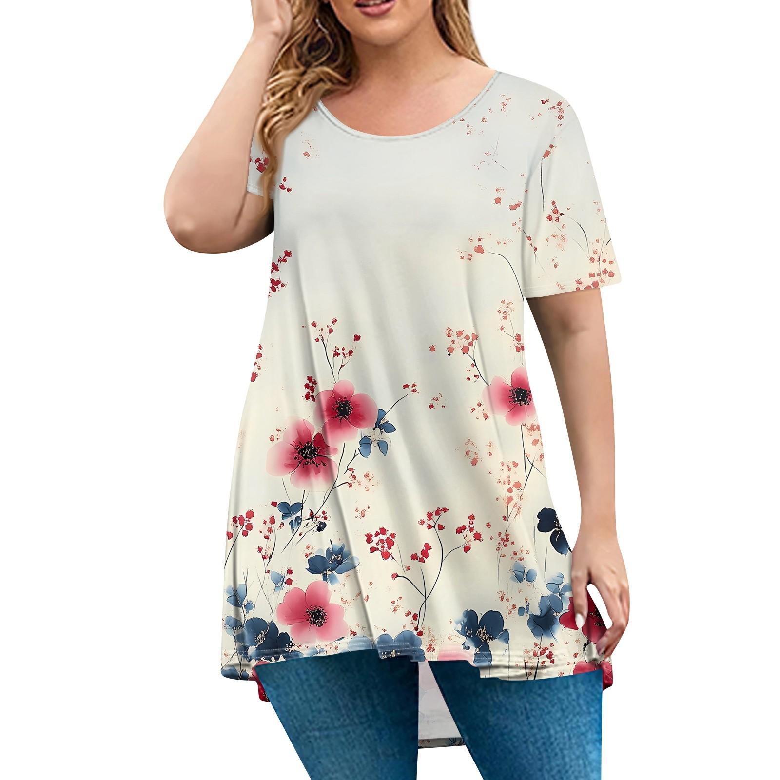 

Жіночий модний вільний пуловер великого розміру з круглим вирізом і короткими рукавами XL хакі