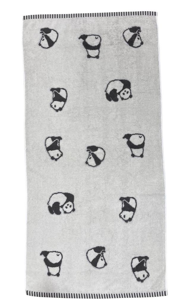 Imabari Towel Bath Set of Panda Perfect for and Kindergarten of 3 Towels, 3, Print, 60x120cm, 100% Cotton, Skin-Friendly, Absorbent, Fluffy, Daycare,