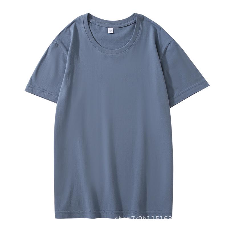 200g Pure Cotton Unisex Crew Neck Short Sleeve Solid Color Trendy T-Shirt