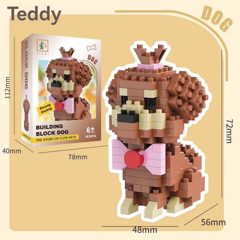 Creative Design 8 Styles Compact Dog Micro Assembling Modules Set Particles Cartoon Animal Model DIY Putting Together Bricks Kids Birthday