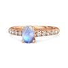 Moonstone Pave Band with White CZ Accents Ring - 925 Sterling Silver Rose Gold Vermeil