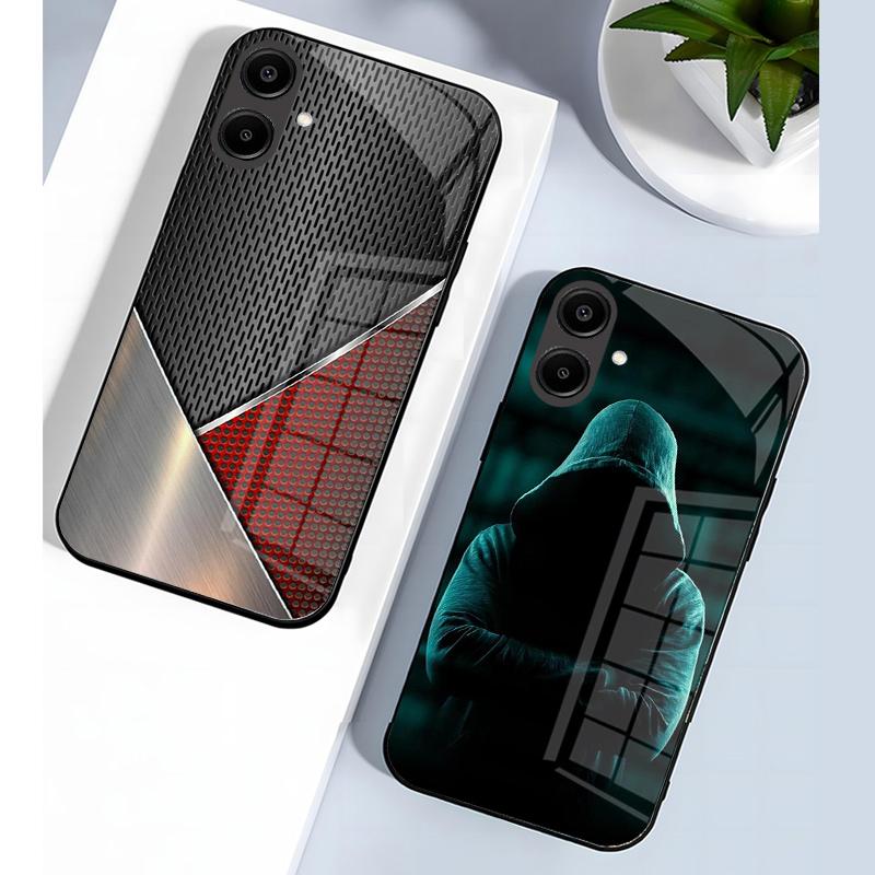 Shockproof Tempered Glass Case For Samsung Galaxy A56 A36 A26 A16 A06 5G Phone Back Cover Luxury Shell Coque Full Lens Protector