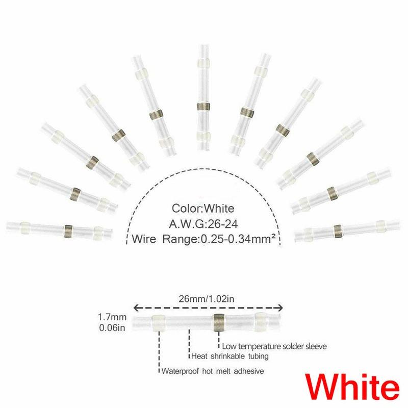 

15/50 ШТ. Термоусадочний термоусадковий з’єднувач для обжимного дроту з’єднувач для паяного ущільнення для домашнього автомобільного інструменту з ізольованим дротом 15 Pcs білий