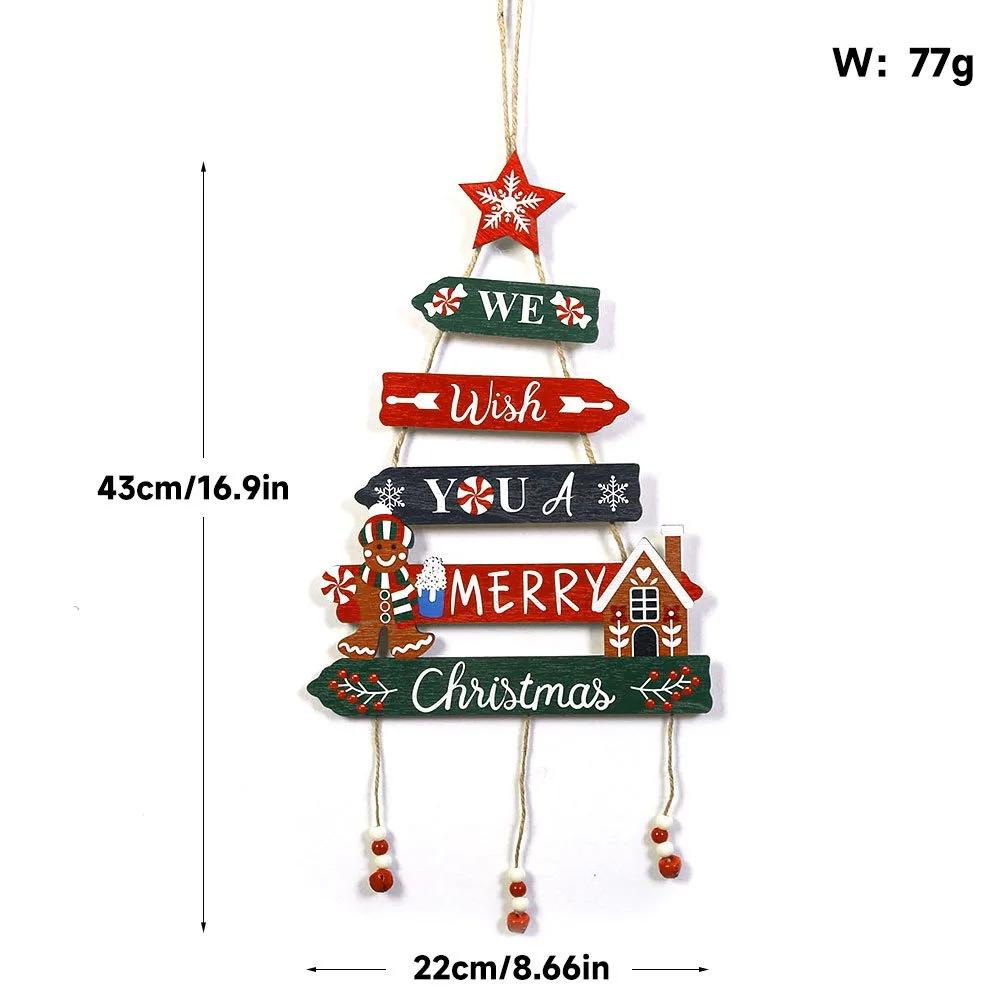 Christmas Hanging Pendant Wooden Crafts Xmas Tree Wall Ornament Natal Navidad Merry Christmas Decor 2025 Happy New Year 2026